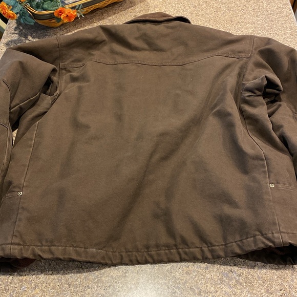 SAFTBAK Brown Fleece Lined Canvas Zip Work Coat Jacket Large Workwear / Utility - Picture 10 of 17